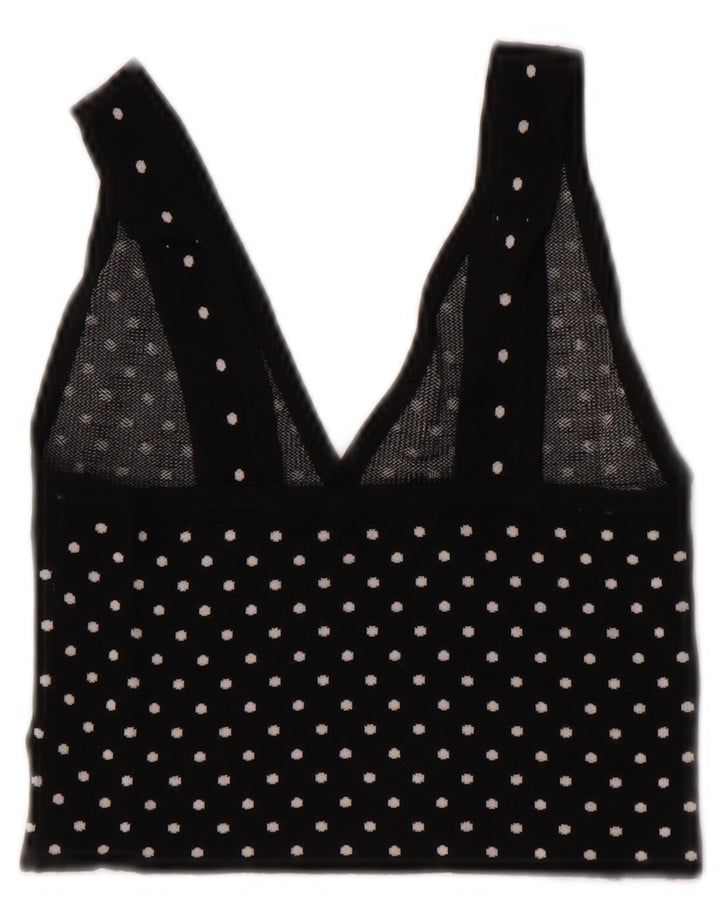 Damski krótki top bez rękawów Zara UK 8 Small Black Spotted Wiskoza
