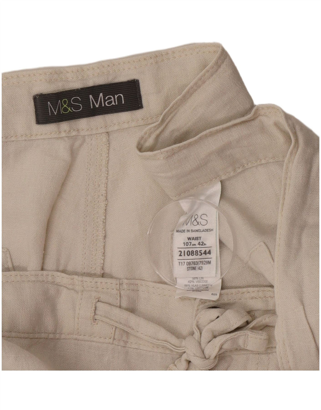 Męskie spodenki Chino Marks & Spencer W42 2XL beżowy len