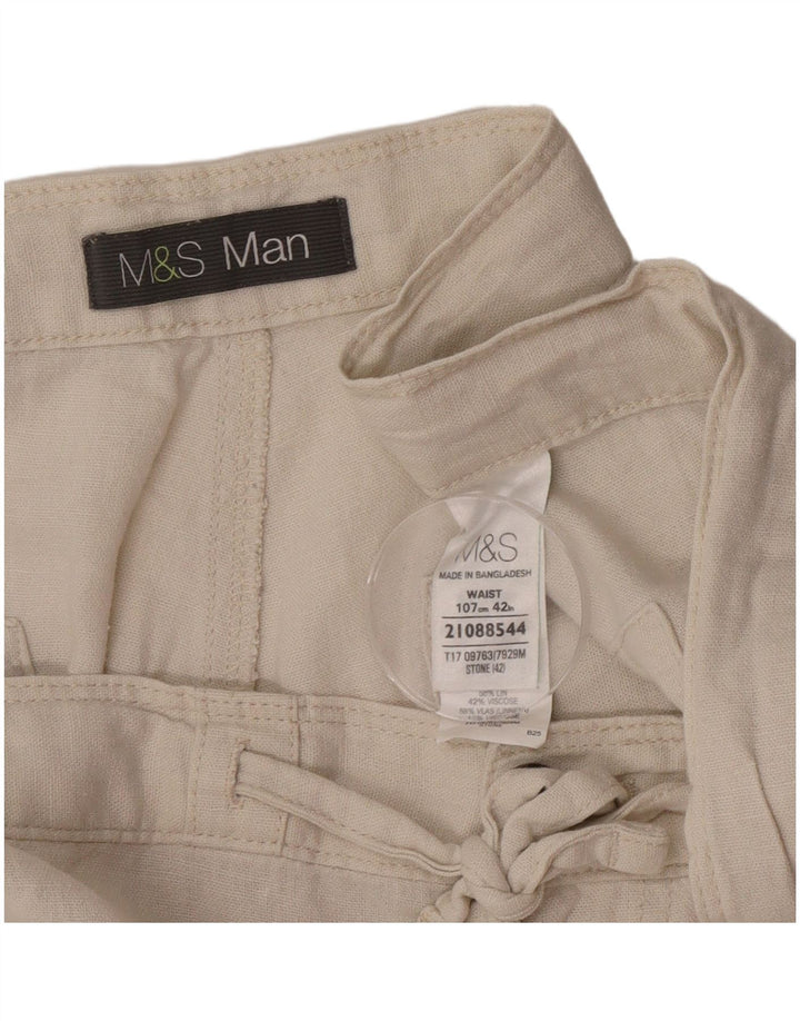 Męskie spodenki Chino Marks & Spencer W42 2XL beżowy len