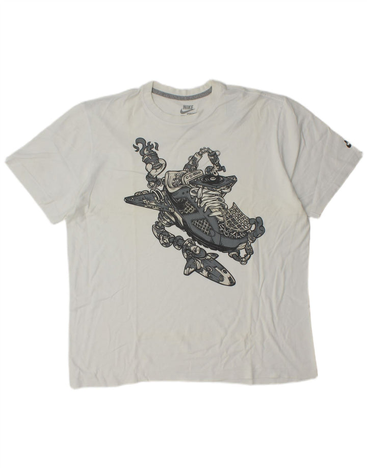 Męska koszulka Nike o standardowym kroju z grafiką, góra XL, biała, bawełniana