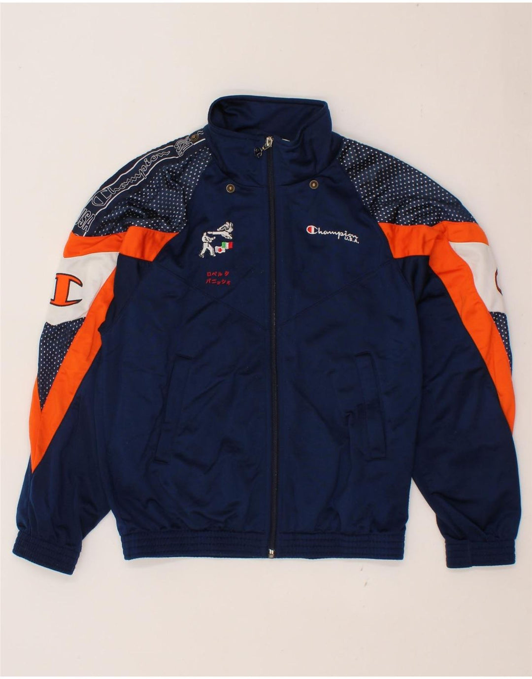 CHAMPION Boys Graphic Tracksuit Top Jacket 11-12 Years Navy Blue Vintage Champion and Second-Hand Champion from Messina Hembry 