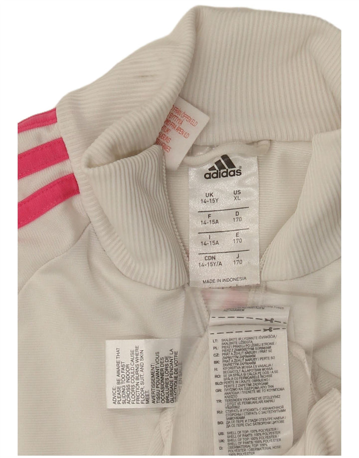 Adidas Dziewczęca bluza dresowa z grafiką, 14-15 lat, biały poliester