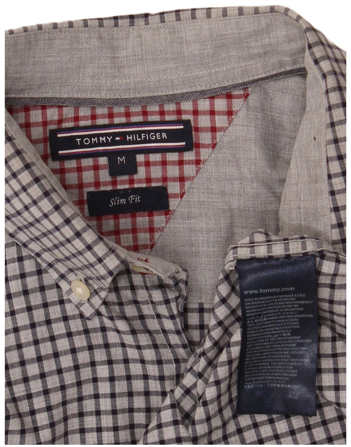 Męska koszula slim fit Tommy Hilfiger w kolorze szarej bawełny w kratkę