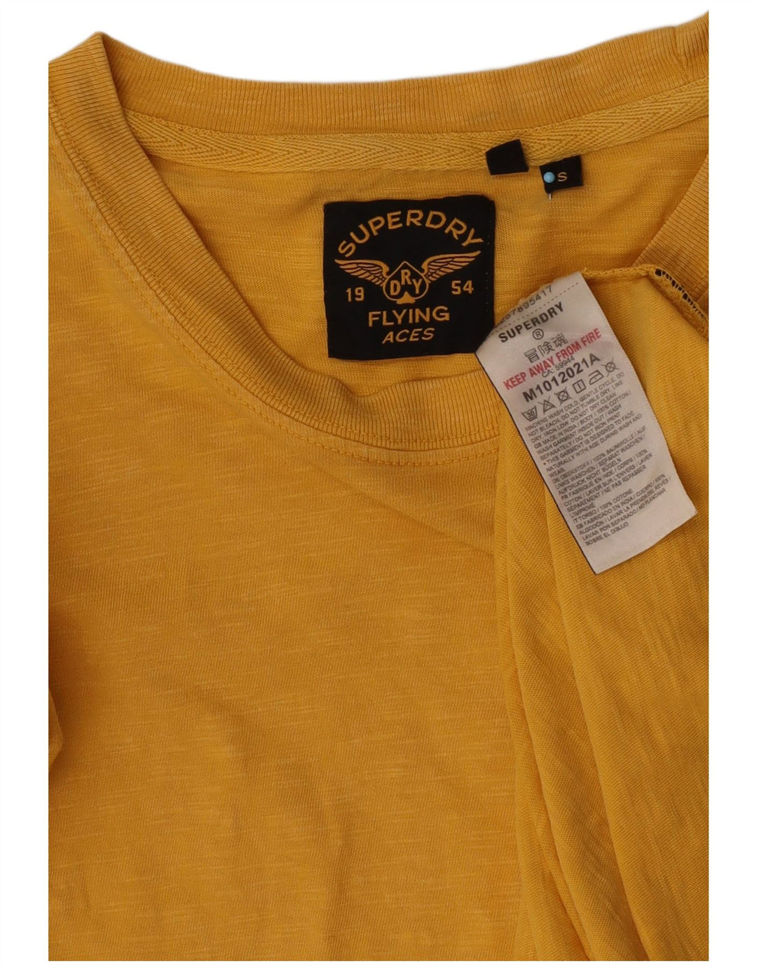 Męski T-shirt z grafiką Superdry, mały, żółty, bawełniany