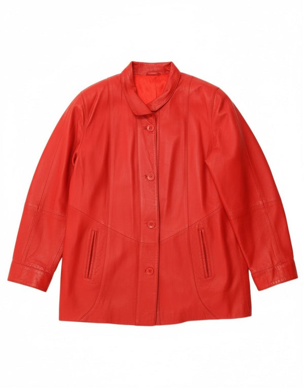 Vintage damska kurtka skórzana UK 16, duża czerwona skóra
