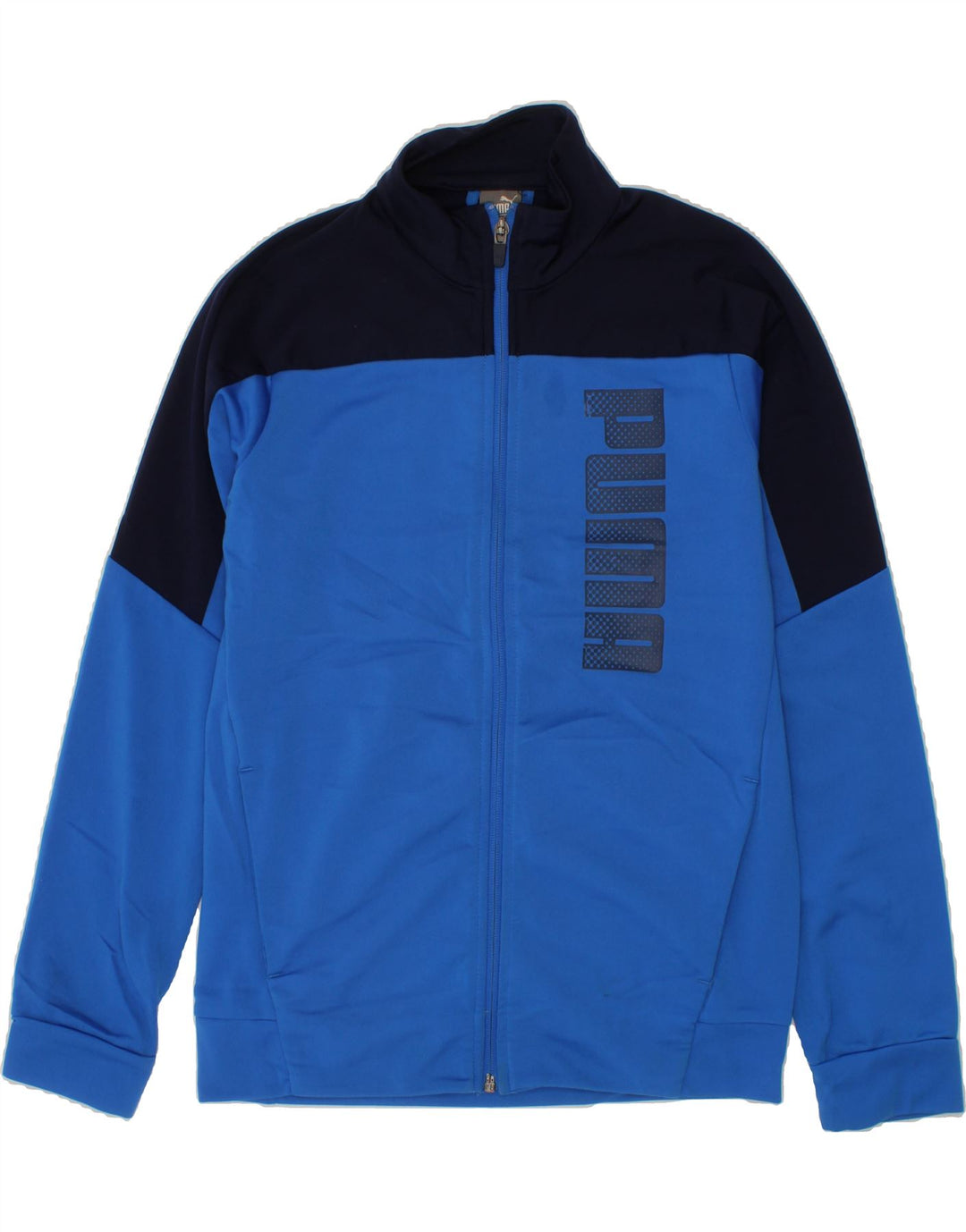 PUMA Boys Graphic Tracksuit Top Jacket 11-12 Years Blue Colourblock Vintage Puma and Second-Hand Puma from Messina Hembry 