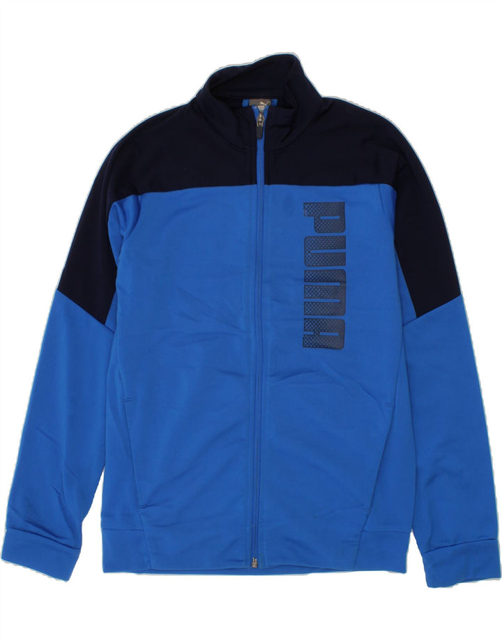 PUMA Boys Graphic Tracksuit Top Jacket 11-12 Years Blue Colourblock Vintage Puma and Second-Hand Puma from Messina Hembry 
