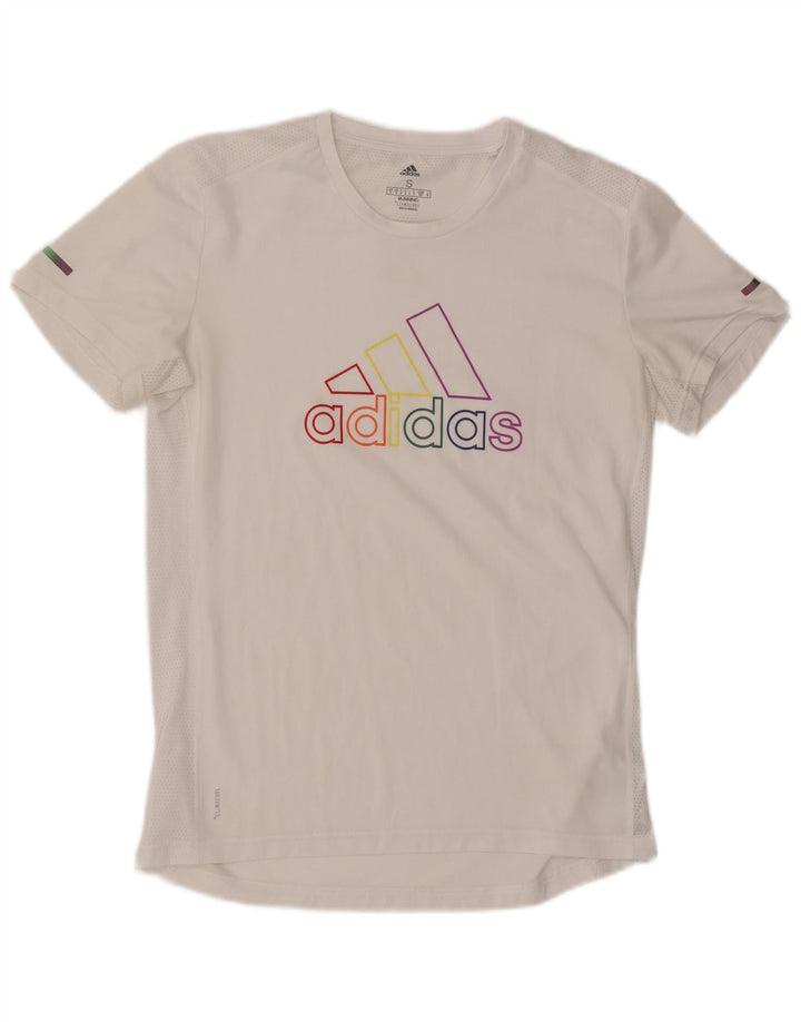 Męska koszulka do biegania Adidas z grafiką Top średni biały poliester