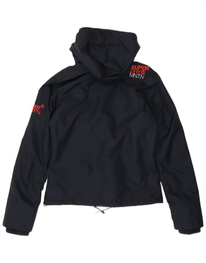 Damska kurtka wiatrówka z kapturem SUPERDRY Graphic UK 8, mała, granatowa