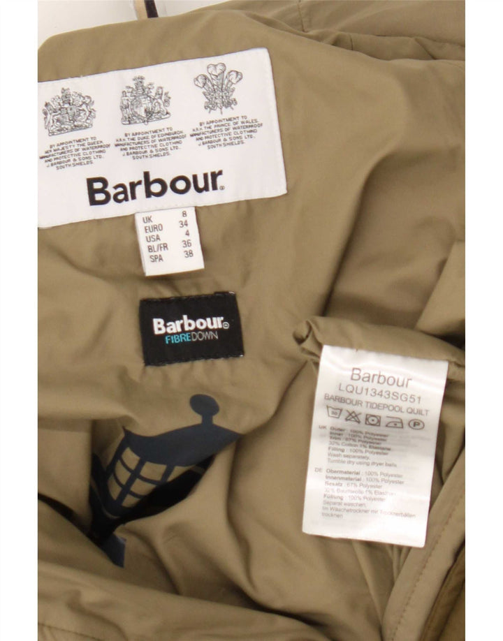 Damska kurtka z kapturem, oversize, wyściełana Barbour UK 8, mała, zielona, poliester