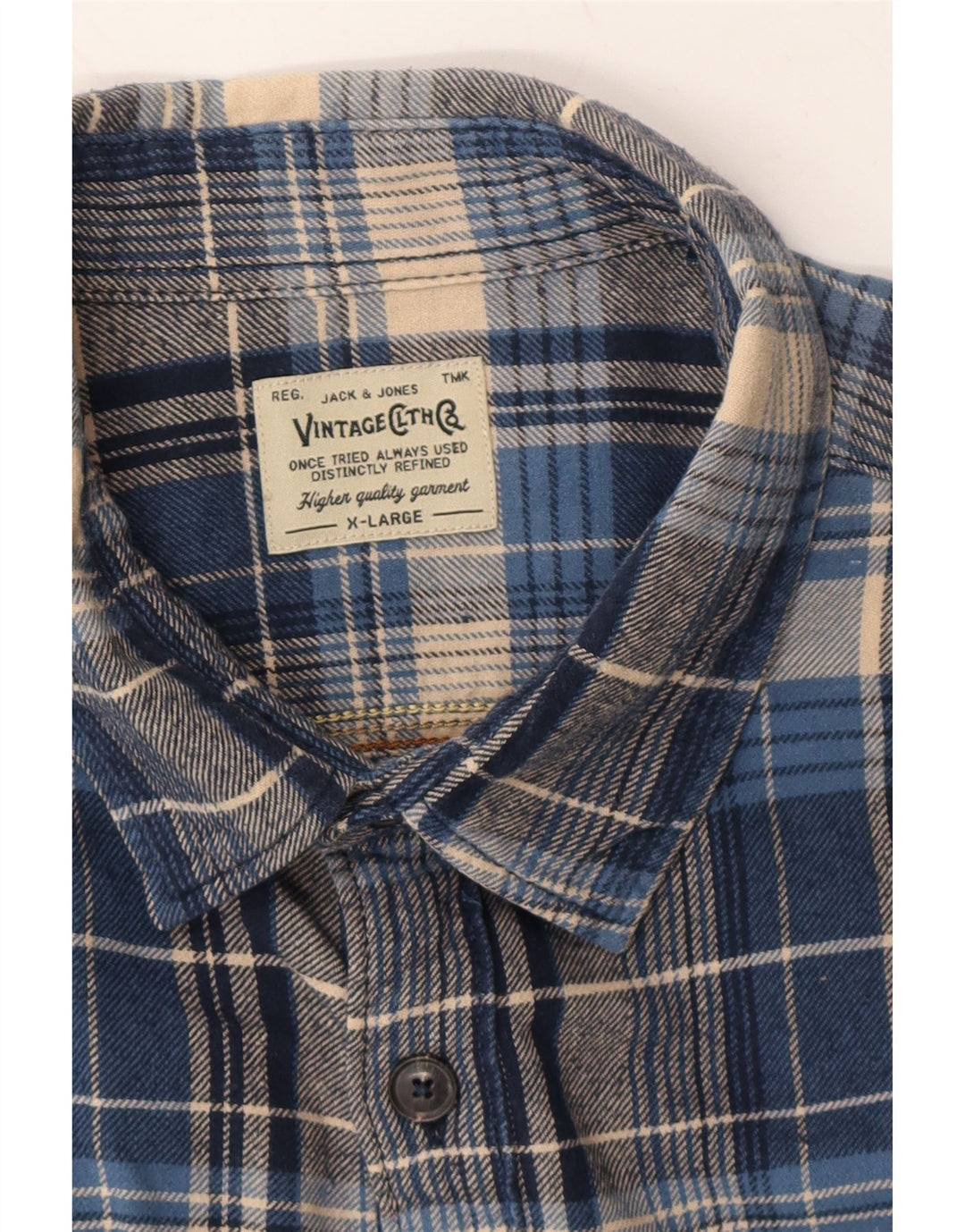 JACK & JONES Boys Flannel Shirt 15-16 Years XL Blue Check Vintage Jack & Jones and Second-Hand Jack & Jones from Messina Hembry 