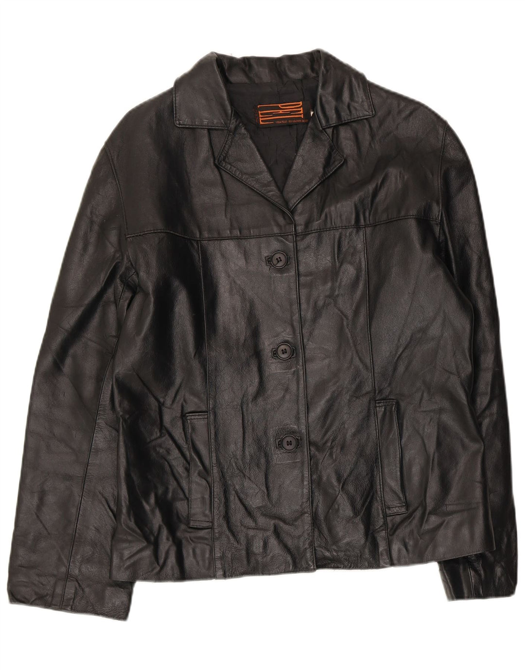 Vintage damska kurtka skórzana UK 14, średnia czarna skóra