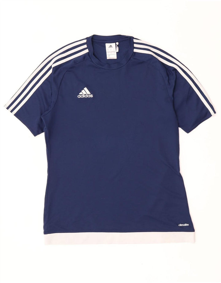 Męska koszulka Adidas Climalite Top, średnia, granatowa, poliester z blokami kolorów
