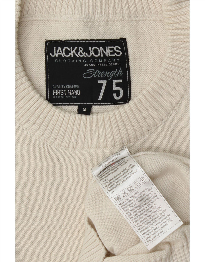 Męski sweter z okrągłym dekoltem JACK & JONES, mały, w kolorze złamanej bieli