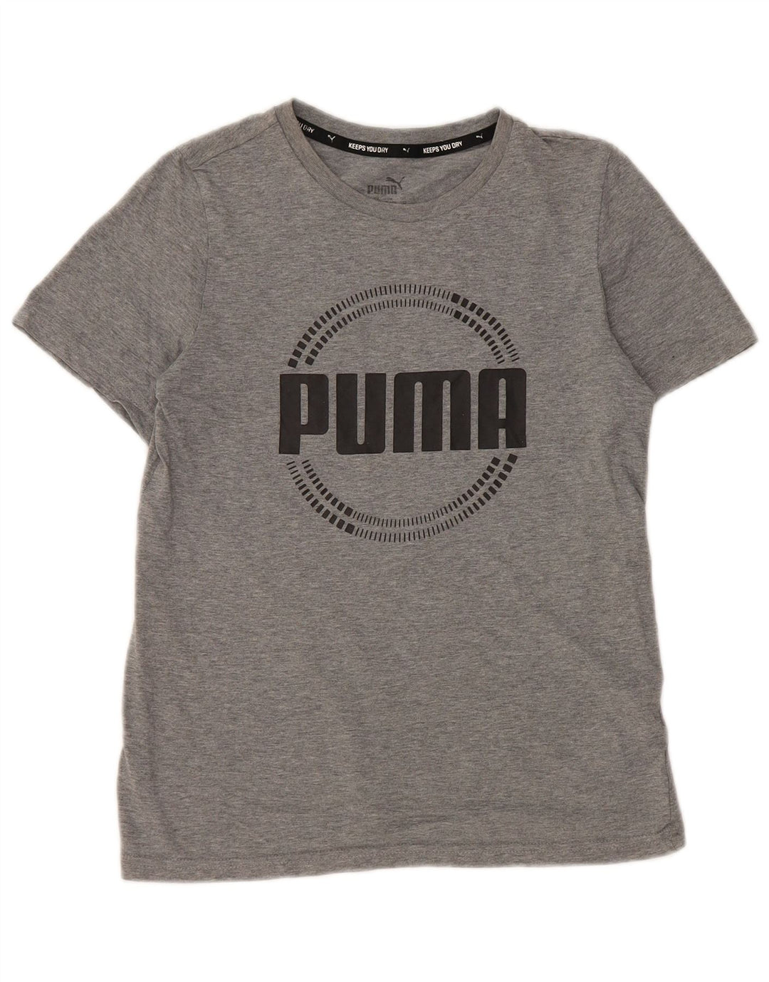 Chłopięcy T-shirt z grafiką PUMA, 11-12 lat, szara bawełna