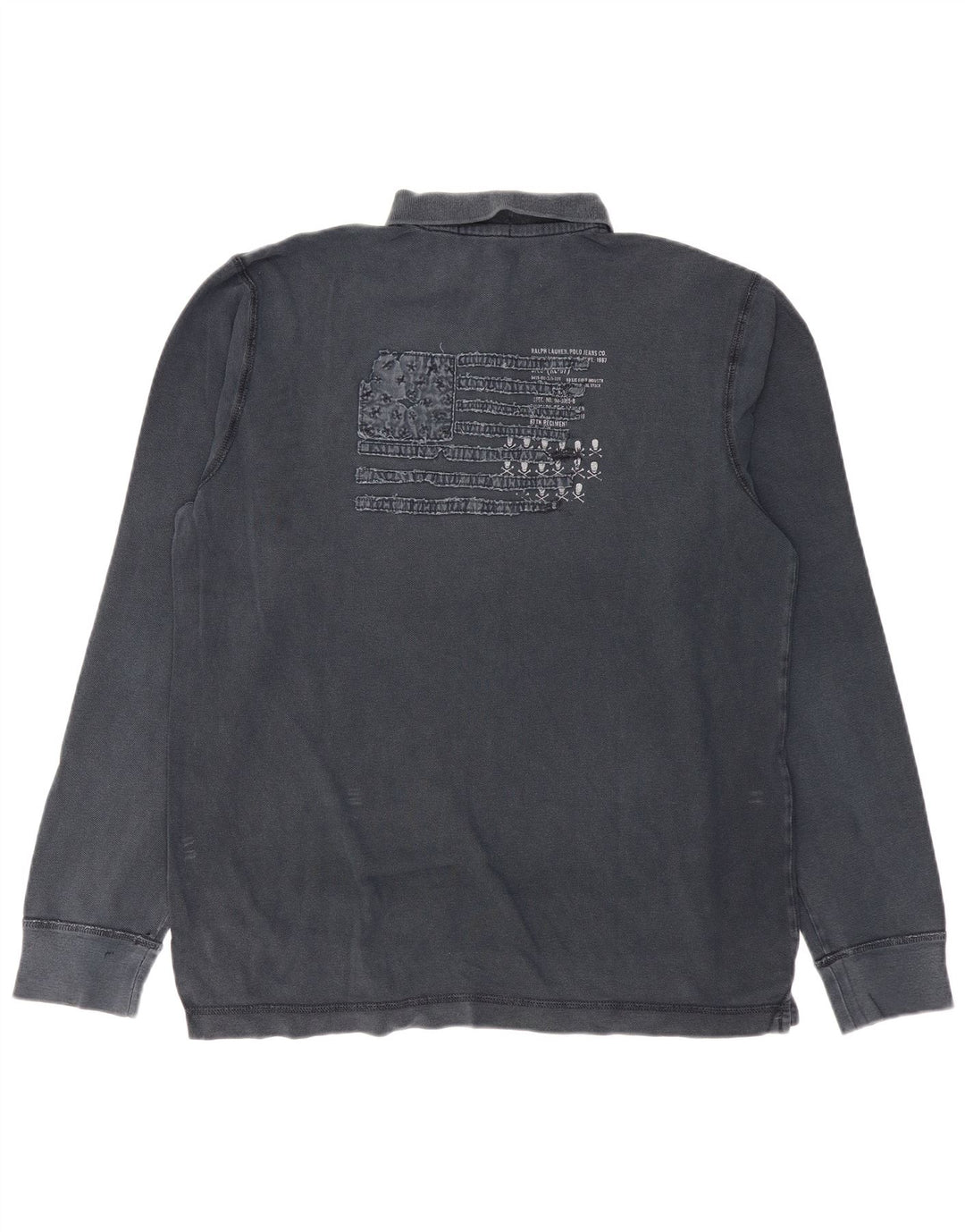 Męska koszulka polo z długim rękawem i grafiką RALPH LAUREN, duża, granatowa