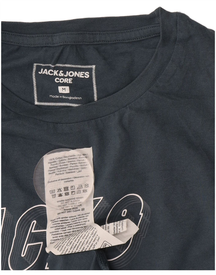 Męska koszulka z grafiką JACK & JONES, średnia, granatowa, bawełniana