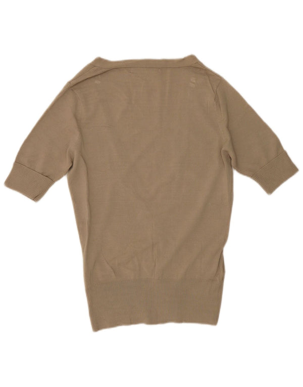 Damski sweter rozpinany z krótkim rękawem Zara UK 12, średnia wiskoza khaki