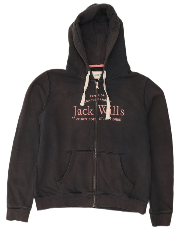 Damski sweter z kapturem i zamkiem błyskawicznym Jack Wills, UK 16, duży, czarny, bawełniany