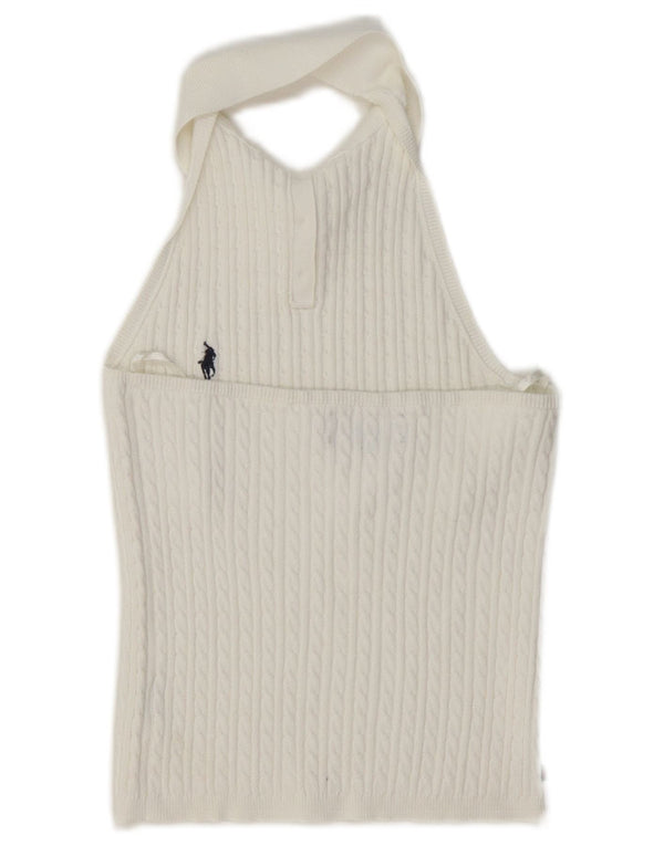 Damska koszulka wiązana na szyi Ralph Lauren UK 4 XS w kolorze białym