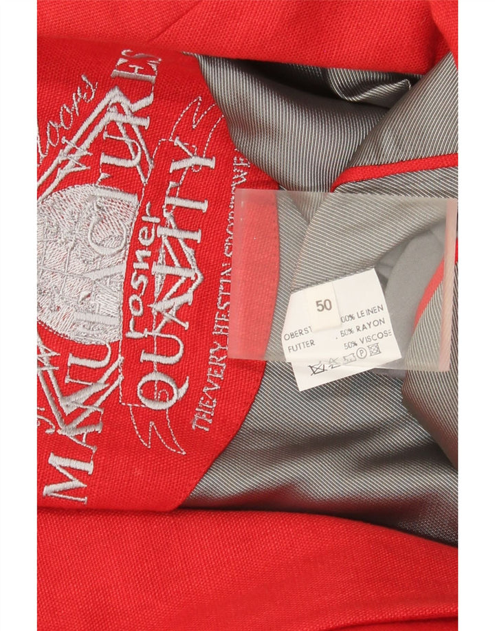 Vintage męska marynarka zapinana na 2 guziki IT 50 duża czerwona lniana