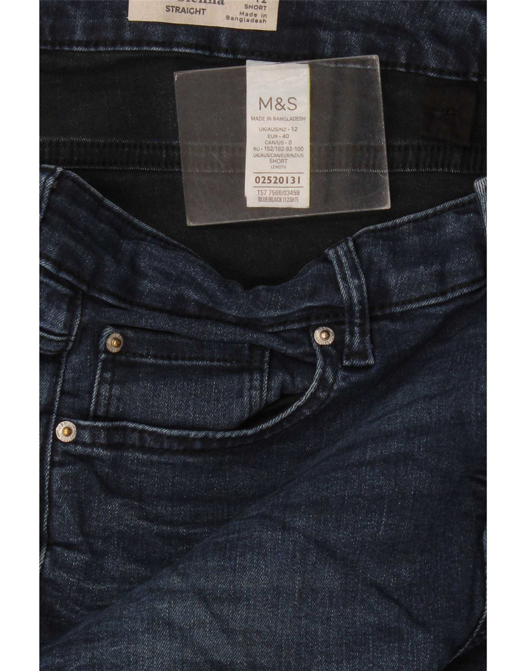 Marks & Spencer Damskie proste dżinsy UK 12 Medium W30 L28 Granatowe