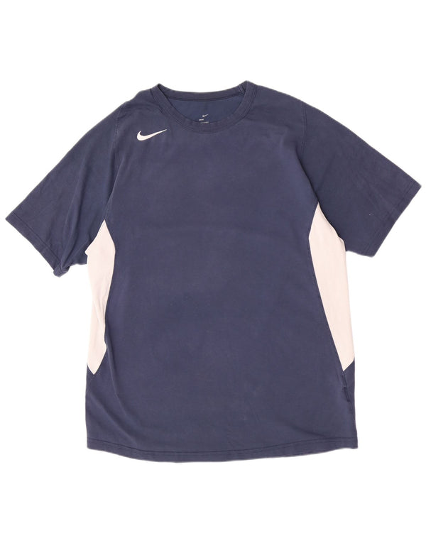 T-shirt męski Nike Top UK 42/44, duży, granatowy, bawełniany z blokami kolorów