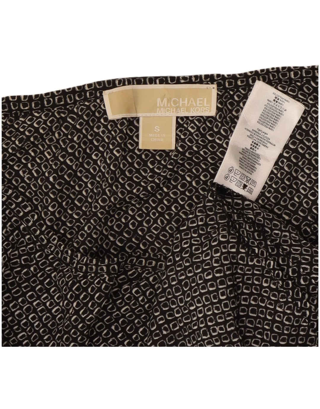 MICHAEL KORS Damski top z rękawem 3/4, UK 10, mały, czarny, geometryczny poliester