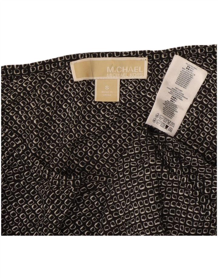 MICHAEL KORS Damski top z rękawem 3/4, UK 10, mały, czarny, geometryczny poliester