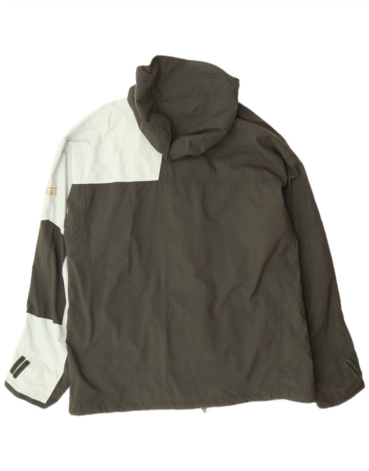 Męska kurtka wiatrówka VANS z kapturem UK 40, duży nylon w blokach kolorów khaki