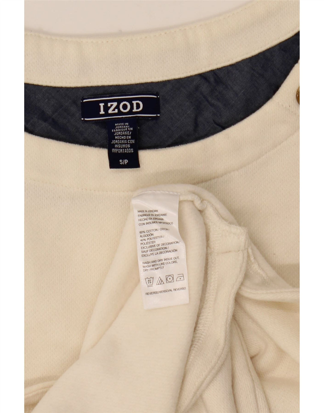 Top damski Izod z długim rękawem, UK 10, mały, biały, bawełniany