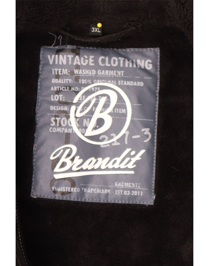BRANDIT Męska kurtka parka z kapturem UK 46 3XL Czarny poliester