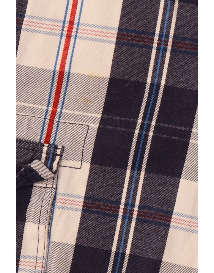 CREW CLOTHING Męskie szorty cargo średnie W32, bawełniana, granatowa krata