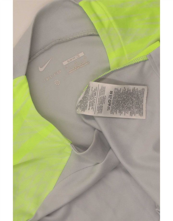 Męski T-shirt Nike Dri Fit Slim Top, duży szary poliester z blokami kolorów