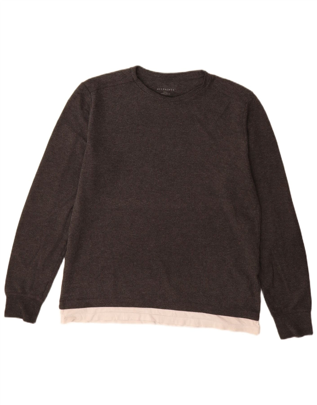 Męski sweter All Saints Longline Fit z dekoltem w łódkę, mały, szary