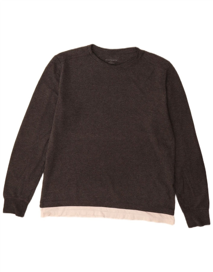 Męski sweter All Saints Longline Fit z dekoltem w łódkę, mały, szary
