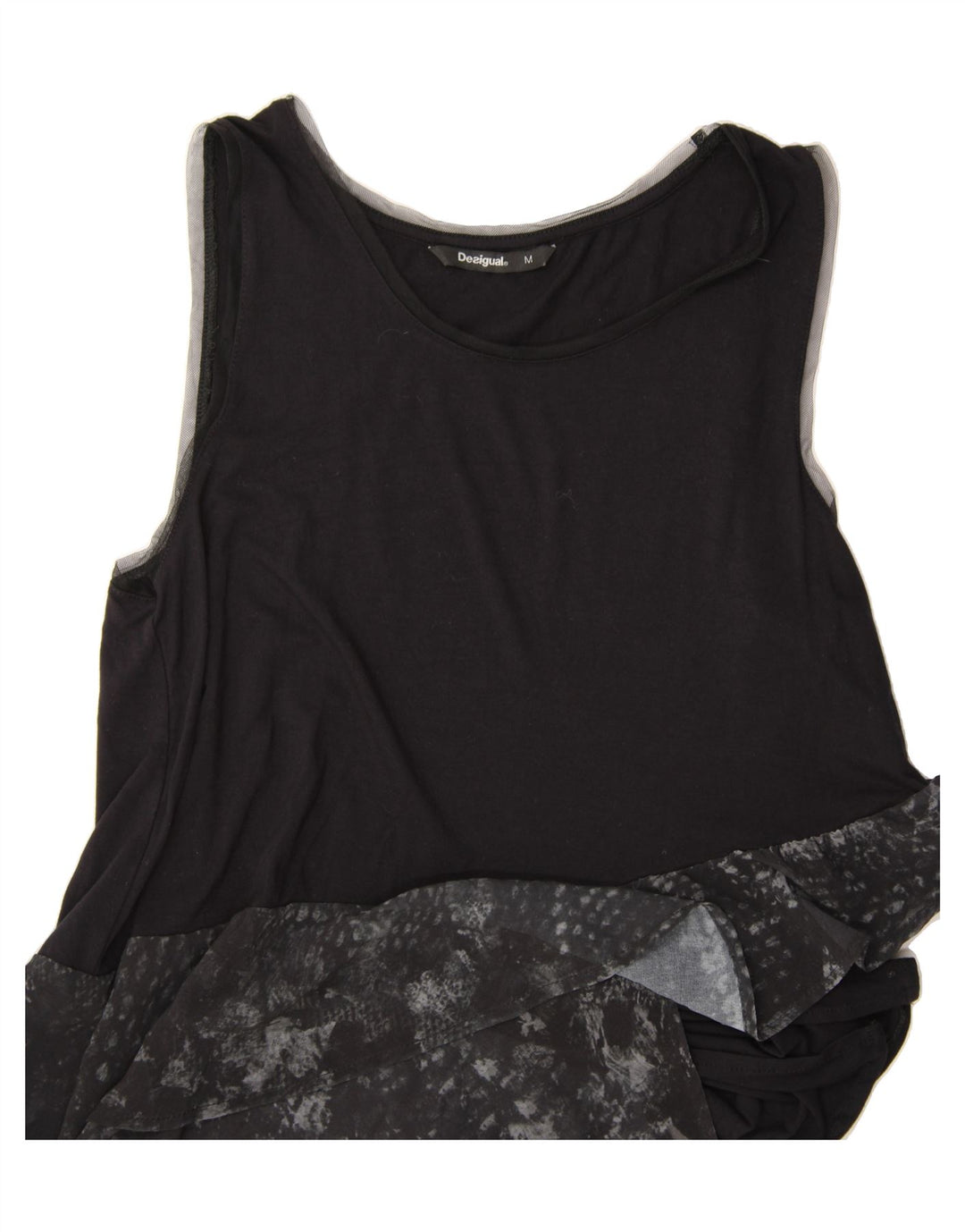 DESIGUAL Womens Abstract Pattern Blouse Top UK 14 Medium Black Viscose Vintage Desigual and Second-Hand Desigual from Messina Hembry 