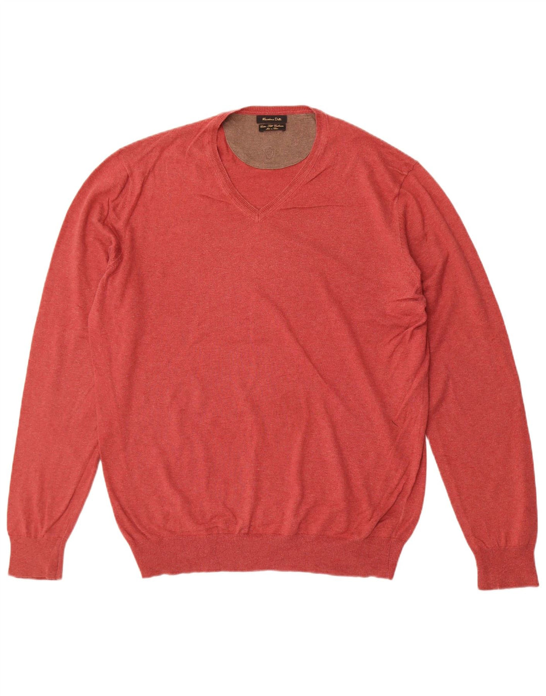 Męski sweter Massimo Dutti z dekoltem w kształcie litery V, XL, czerwony, bawełniany