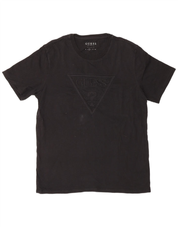 Męski T-shirt Guess z grafiką, średni czarny, bawełniany