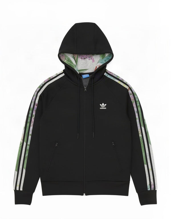 Damski sweter Adidas z grafiką i zamkiem błyskawicznym UK 10, mały, czarny poliester