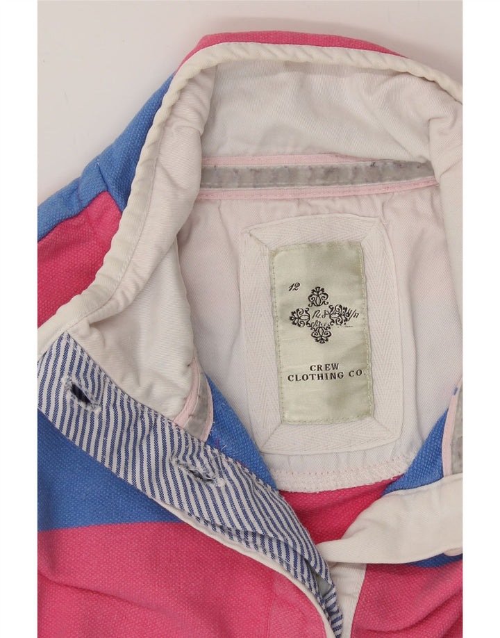 CREW CLOTHING Womens Sweatshirt Jumper UK 12 Medium Pink Striped Vintage Crew Clothing and Second-Hand Crew Clothing from Messina Hembry 