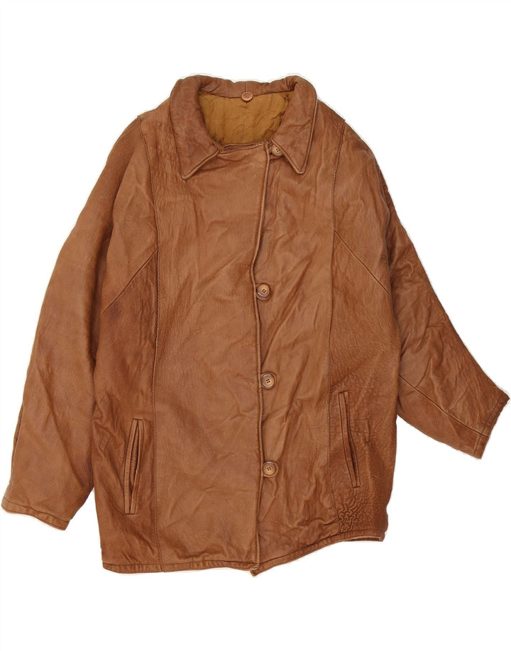 VINTAGE Womens Leather Jacket UK 14 Medium Brown Vintage Vintage and Second-Hand Vintage from Messina Hembry 