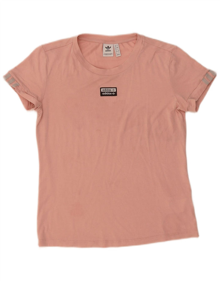 ADIDAS Womens Graphic T-Shirt Top UK 12 Medium Pink Modal