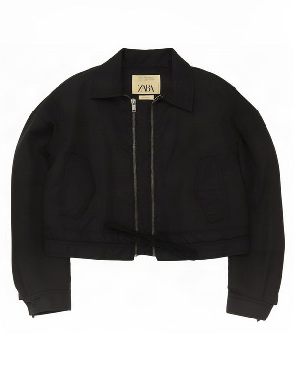 Damska krótka kurtka bomberka Zara Oversize UK 6 XS, czarna, poliamidowa