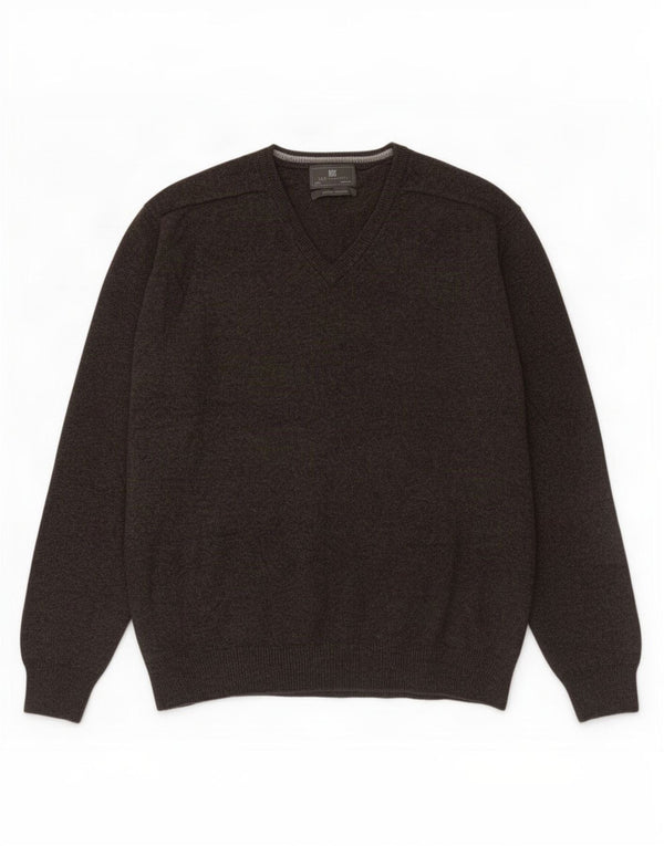 Marks & Spencer Męski sweter o regularnym kroju z dekoltem w kształcie litery V, 3XL, brązowa wełna