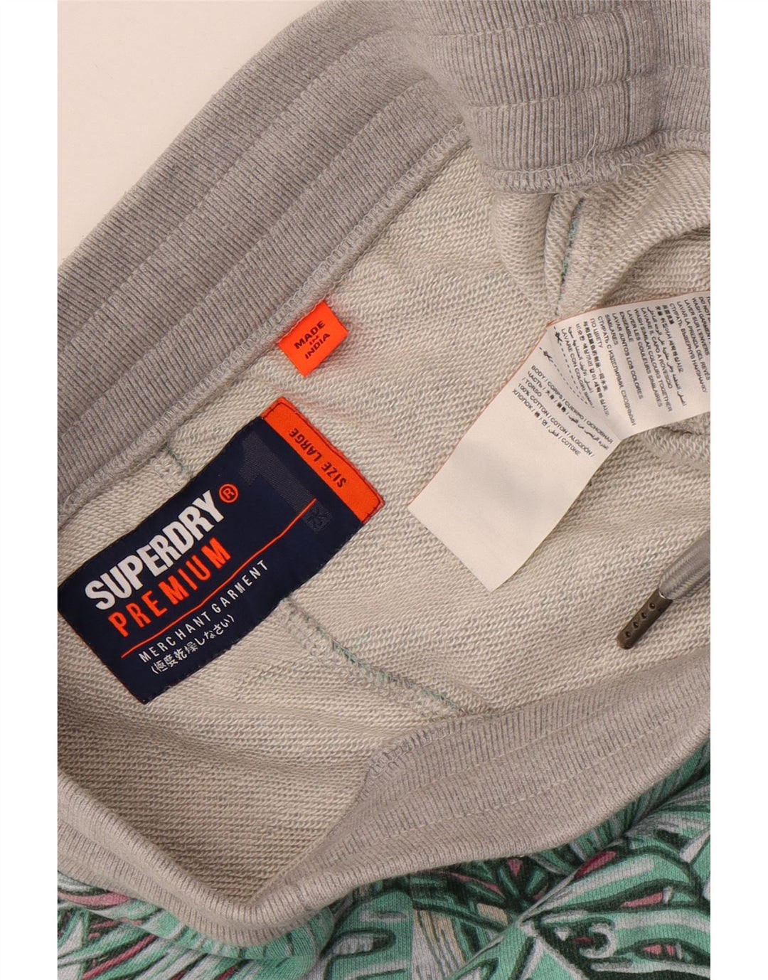 Męskie spodenki sportowe Superdry, duże, szare, bawełniane w kwiaty
