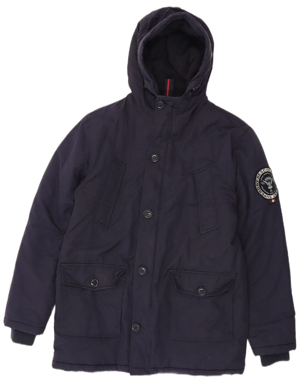 Męska kurtka parka z kapturem Superdry UK 40, duża, granatowa, nylonowa