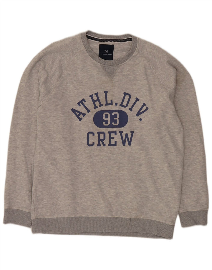 Crew Clothing Męska bluza z grafiką, duża, szara, nakrapiana bawełna