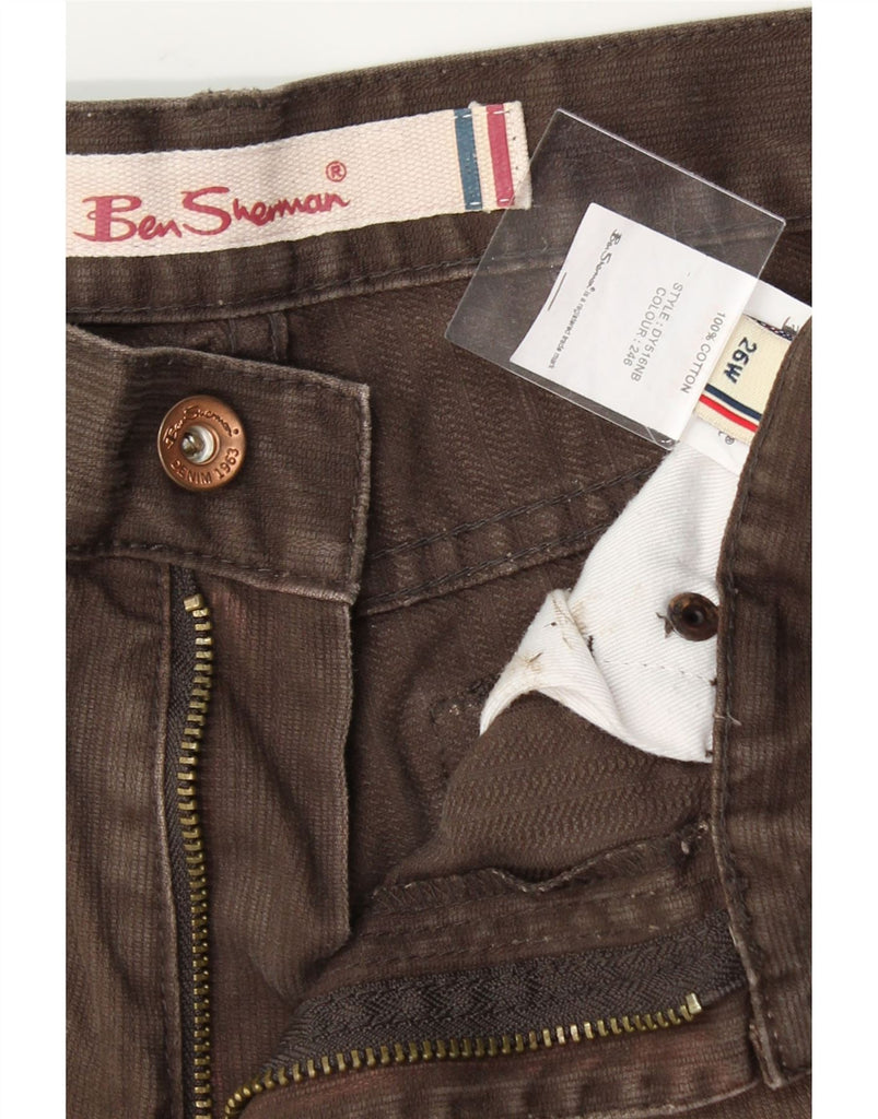 BEN SHERMAN Womens Bootcut Casual Trousers W28 L28 Brown Pinstripe Cotton Vintage Ben Sherman and Second-Hand Ben Sherman from Messina Hembry 