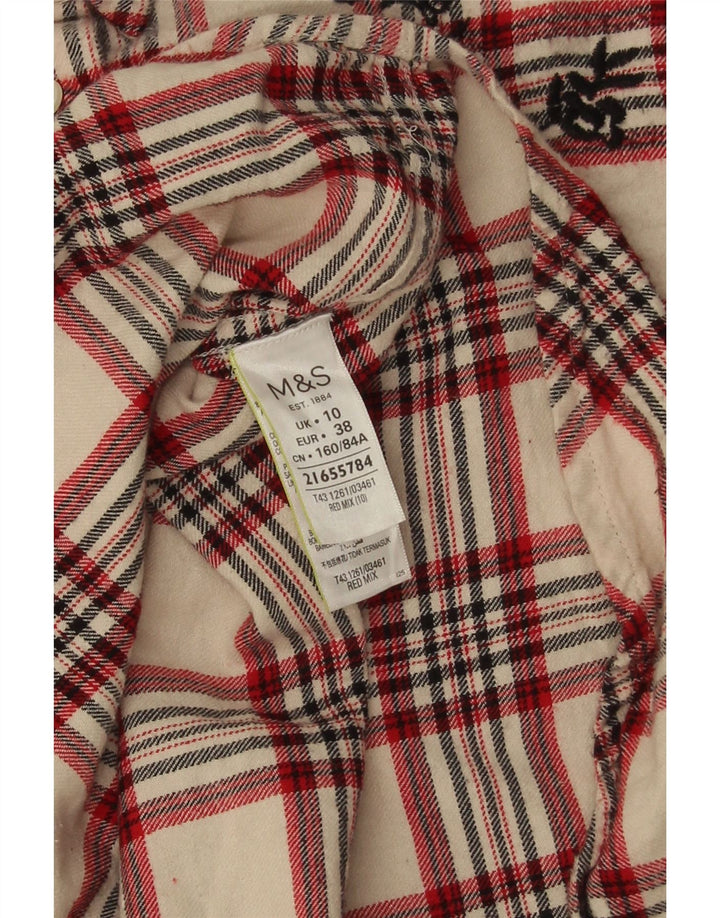Marks & Spencer Damska koszula flanelowa oversize UK 10 w małą beżową kratkę